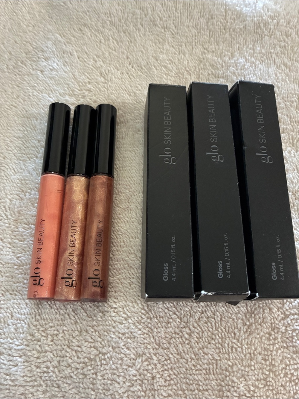 Glo Skin Beauty Shimmer Lip Gloss Trio - Peach, Rose, Bronze